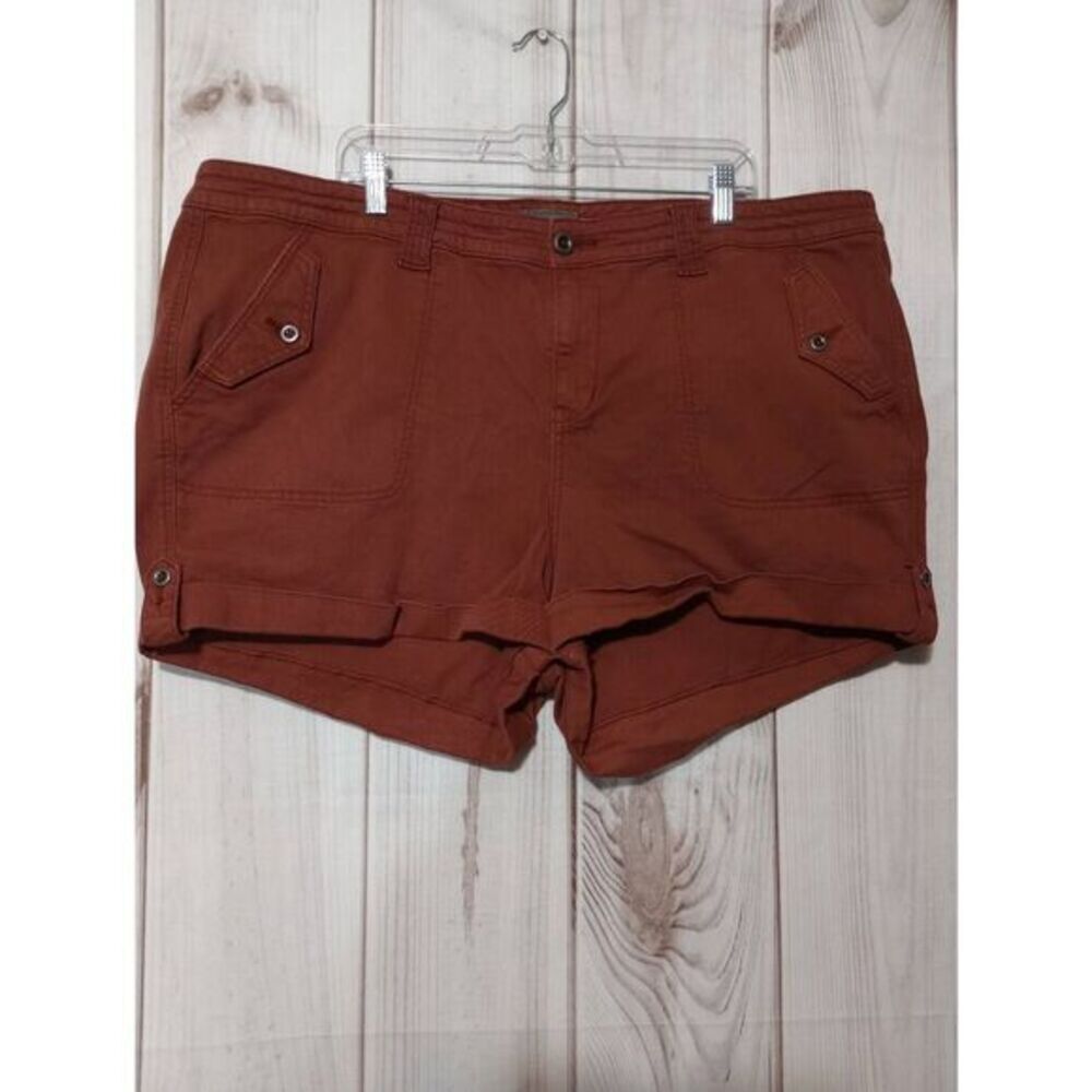 Torrid Womens Plus Size 24 Chestnut Brown Cotton Stretch Cuffed Utility Shorts